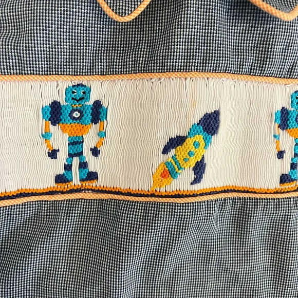 Smocked Robots and Rocket Ship Boys Top - Picture 3 of 5
